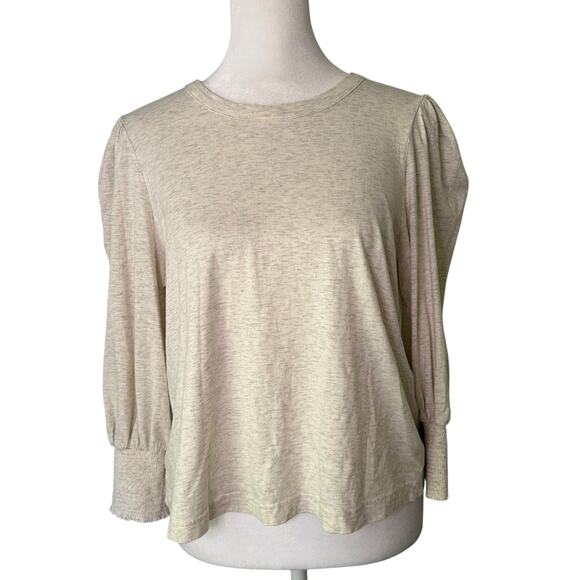 7 For All Mankind cream long-sleeve cotton top size S - Picture 1 of 11